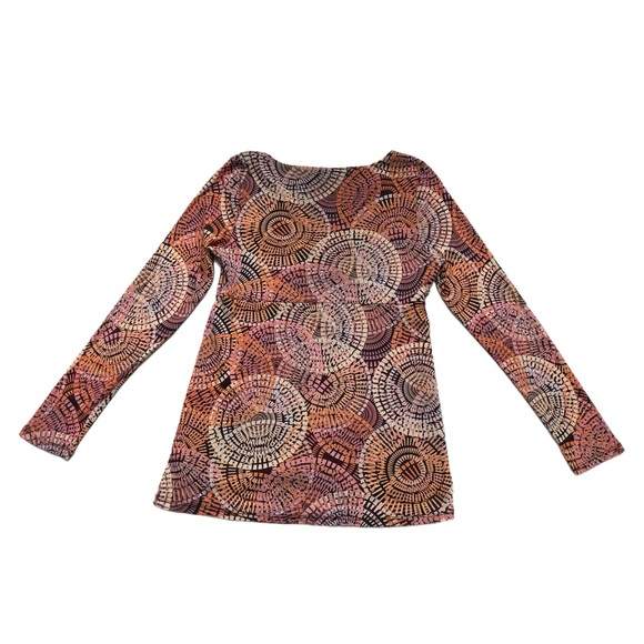 Vintage Axcess Brown/ Orange/ Pink  Sheer Sleeves Blouse Women Size M (Medium) - Picture 4 of 8